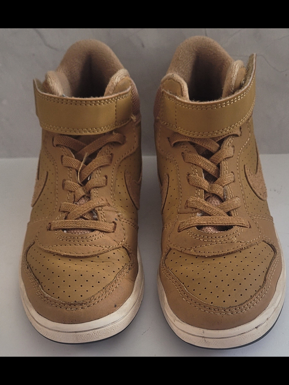 Nike Kids Court Borough Mid Sneakers in Wheat Color